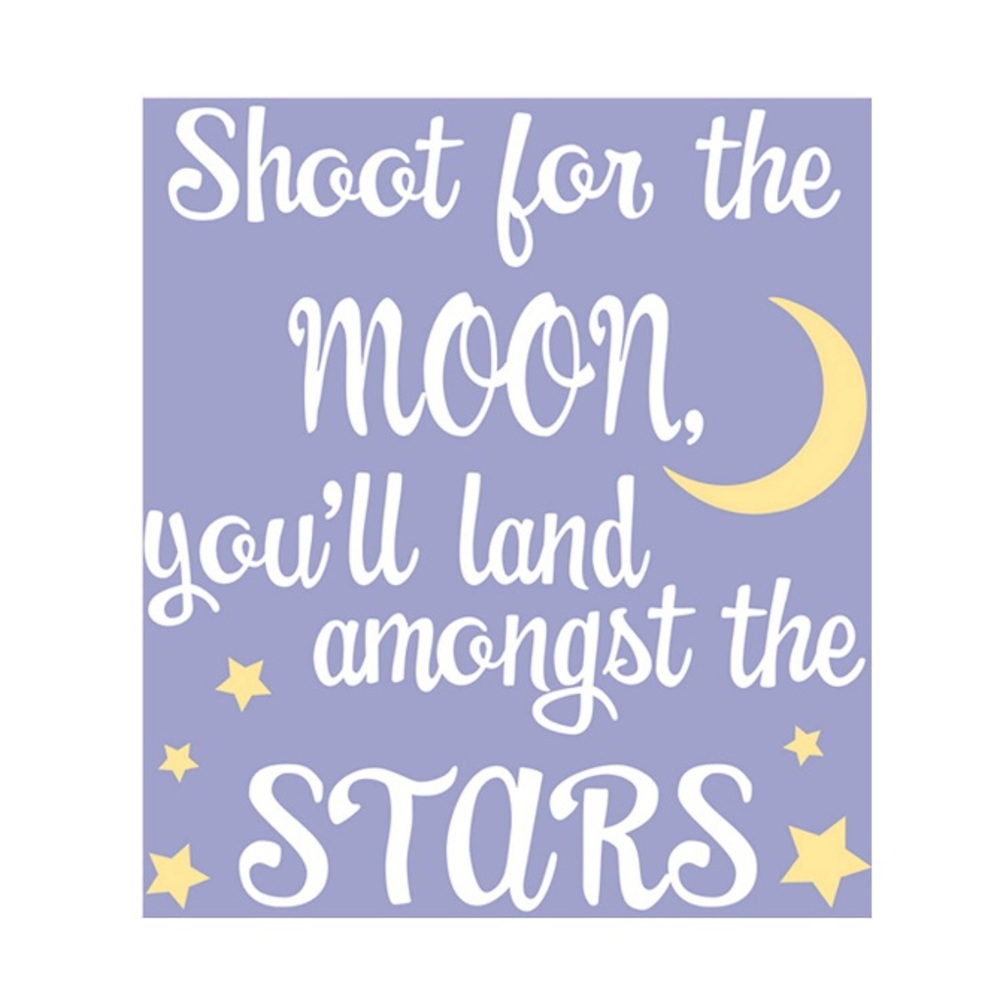 Moon & Stars Wall Art - Canvas - Nursery - Child Room Decor - Purple / White NWT